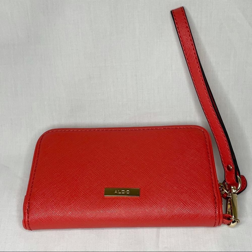 Aldo | Wristlet Like New Coral Gold Wallet